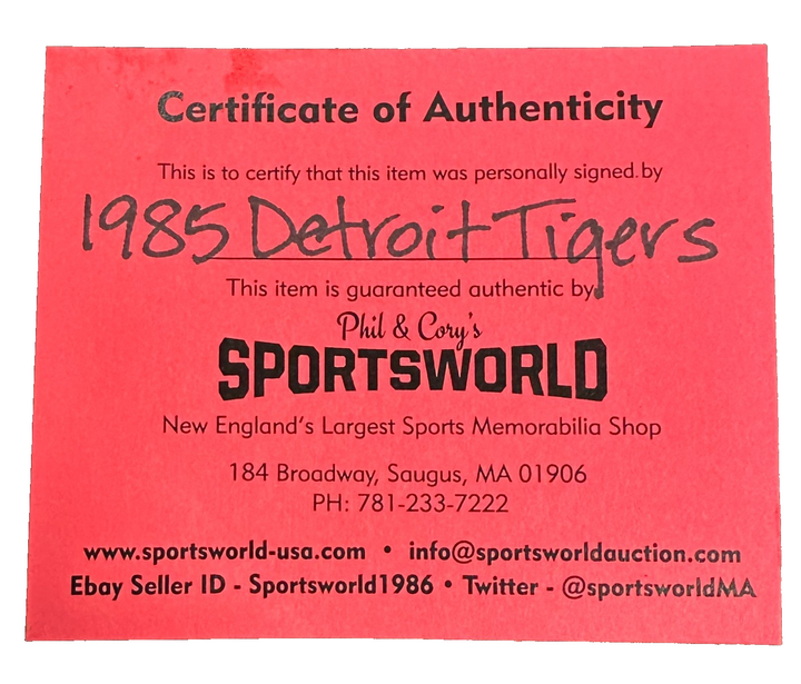 1985 Detroit Tigers Team Autographed Baseball Morris Trammell Whitaker Sparky