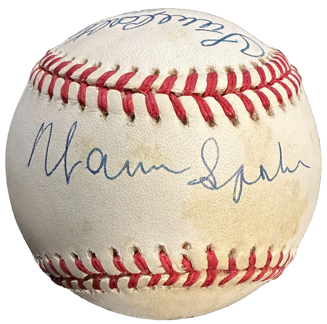 Warren Spahn Steve Carlton & Gaylord Perry Autographed ONL Baseball