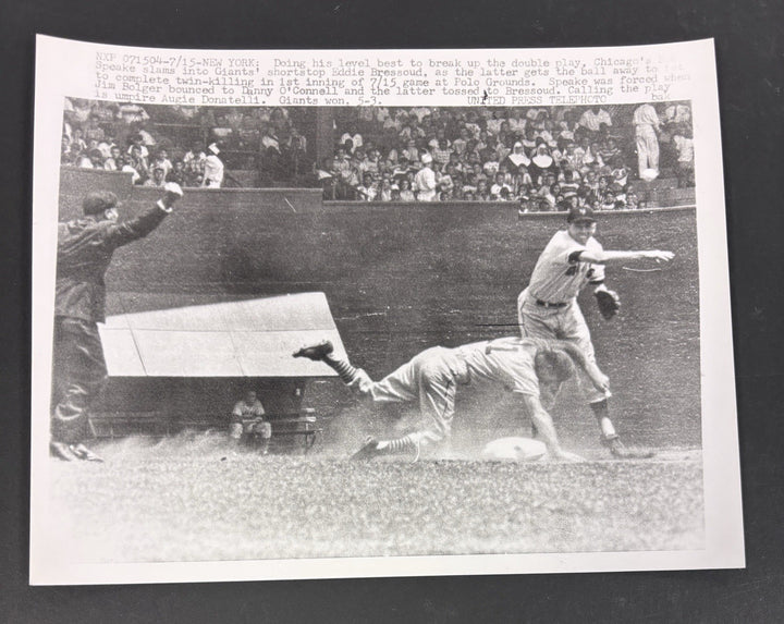 1950’s Original 7x9 Newspaper Wire Photo Bob Speake Eddie Bressoud Giants Cubs