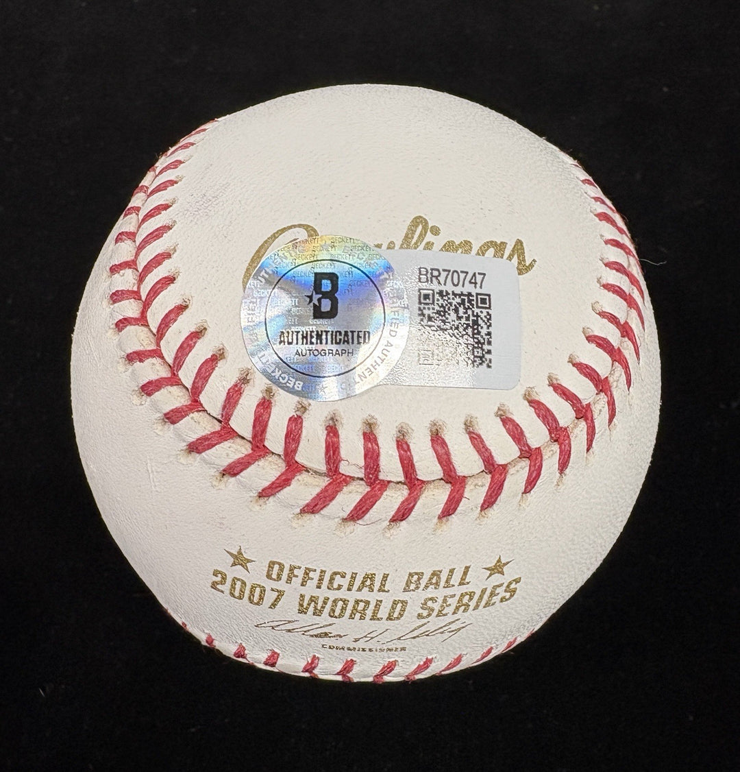 David Ortiz Autographed Official 2007 World Series Logo Baseball Red Sox BAS