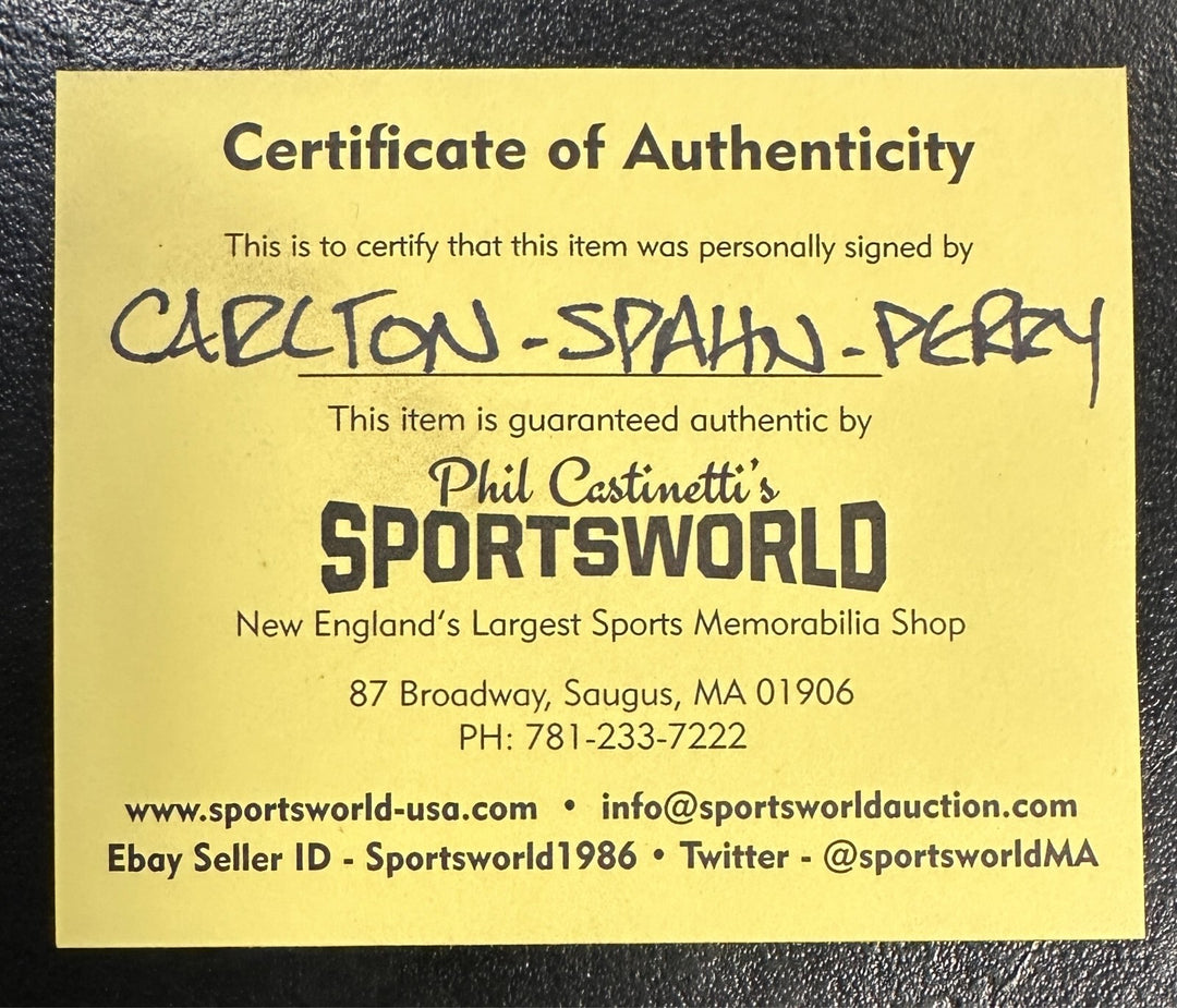 Warren Spahn Steve Carlton & Gaylord Perry Autographed ONL Baseball