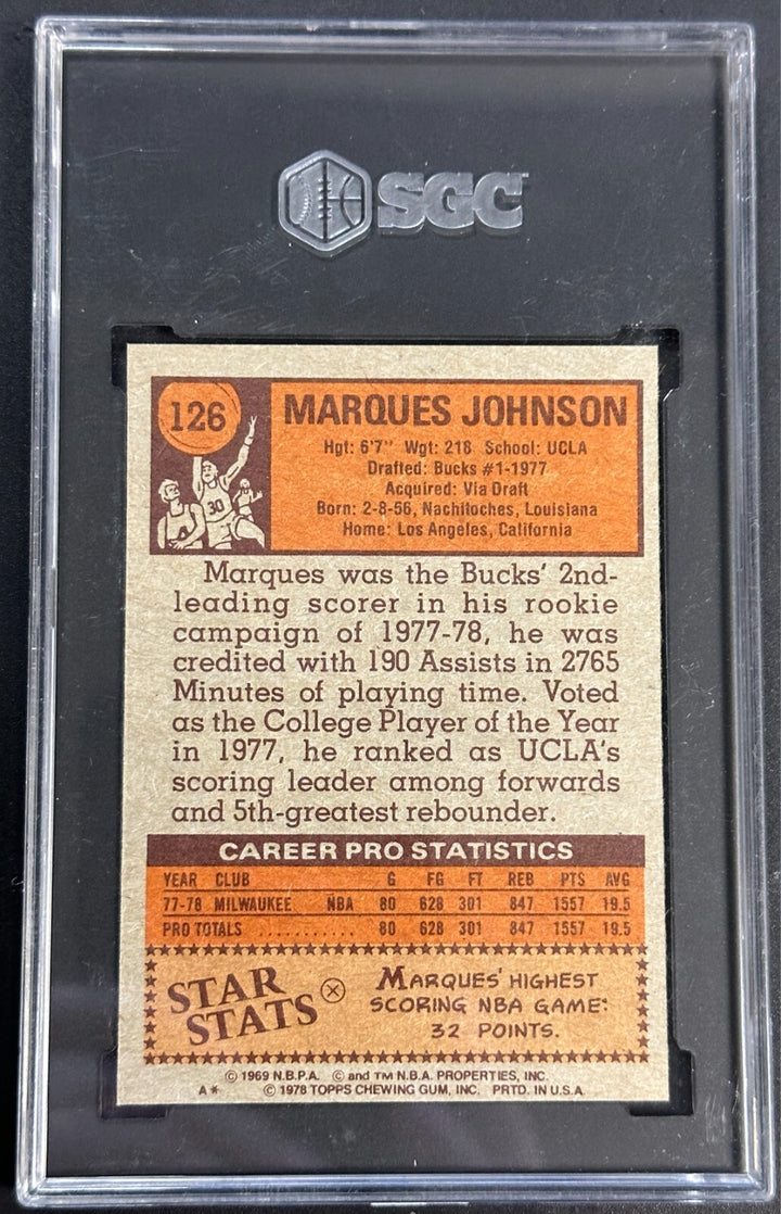 1978-79 Topps Marques Johnson Rookie Card #126 SGC 5 EX Bucks