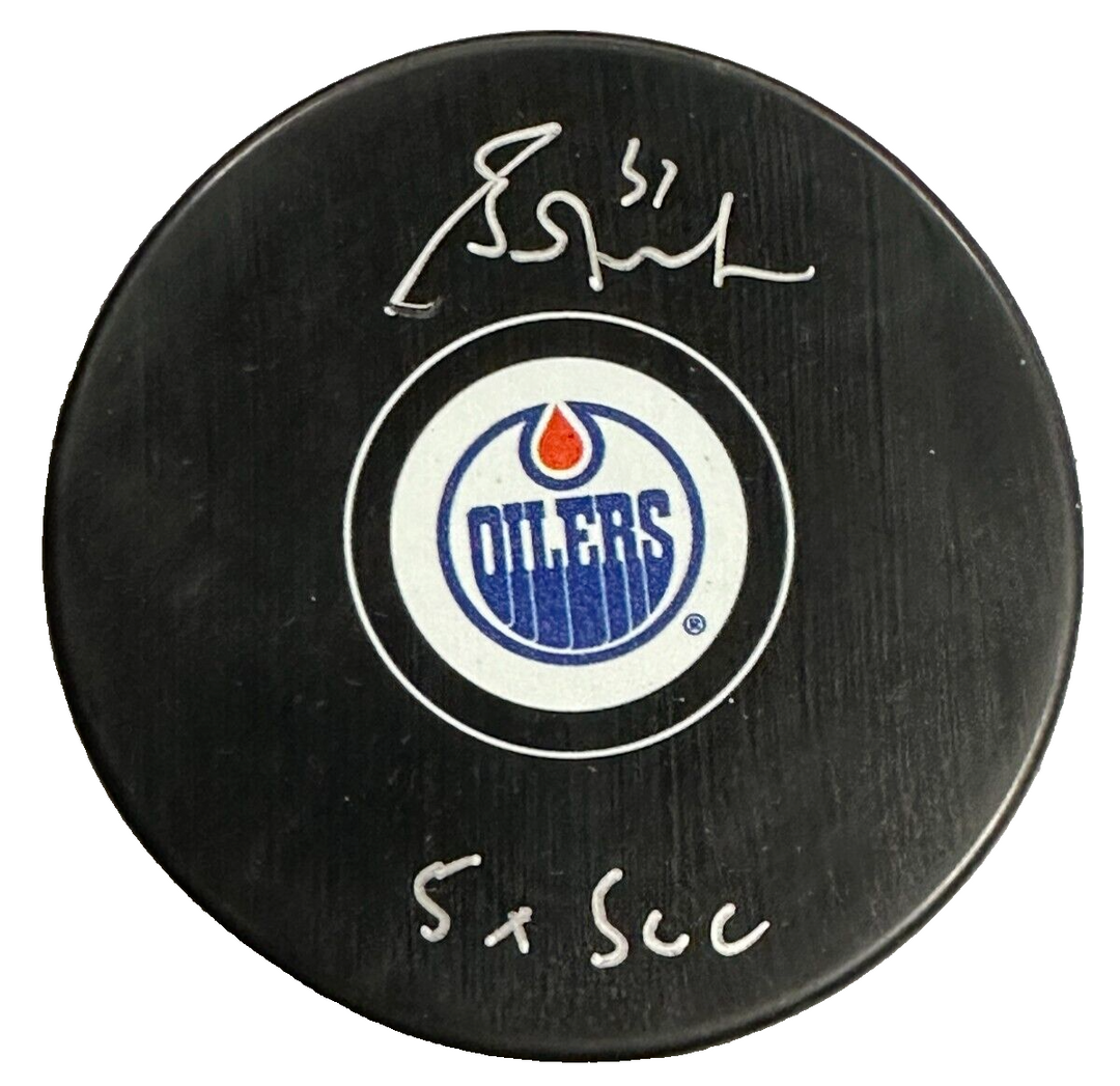 Grant Fuhr Autographed Edmonton Oilers Hockey Puck W/ 5x SCC Insc NHL