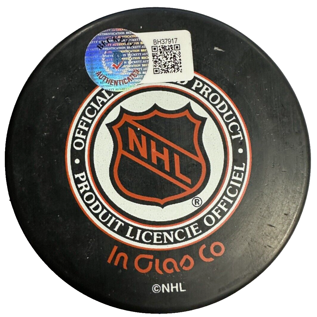 Eddie Litzenberger Autographed Chicago Blackhawks Hockey Puck BAS