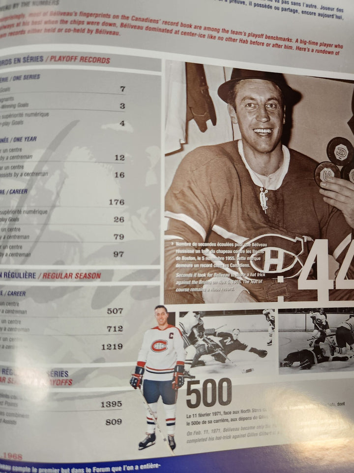 Jean Beliveau Signed 50 Year Tribute Program Montreal Canadiens HOF Beckett COA