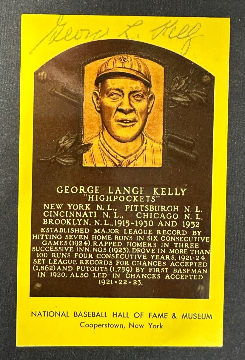 George Kelly Autographed MLB Hall Of Fame Postcard Giants Pirates BAS