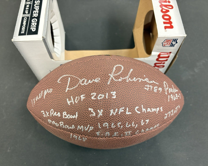 Dave Robinson Signed Inscribed Football HOF 2013 Pro Bowl And NFL Champ COA