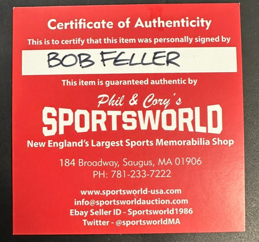 Bob Feller Autographed Official American League Baseball HOF Indians