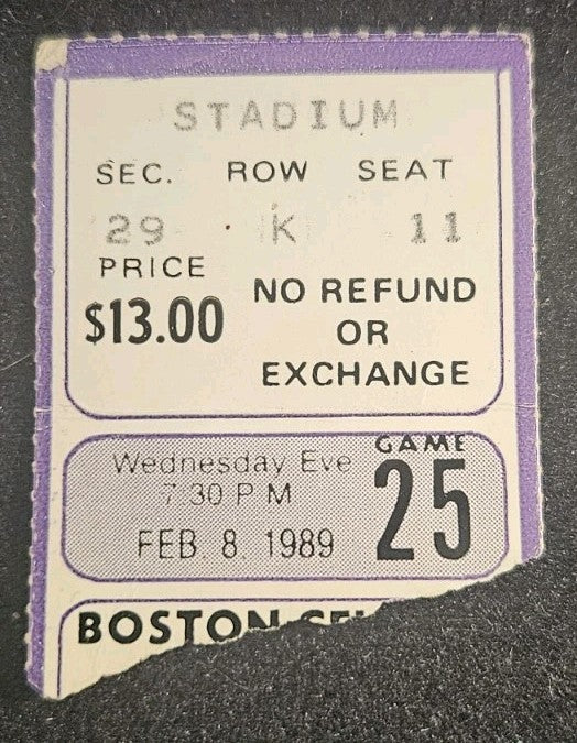 2/8/89 Boston Celtics vs. Indiana Pacers Ticket Stub Reggie Lewis 31/3/2