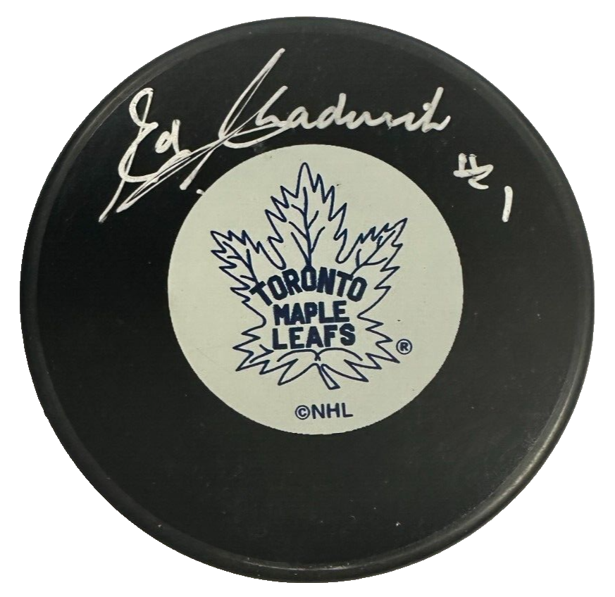 Ed Chadwick Autographed Toronto Maple Leafs Hockey Puck BAS NHL