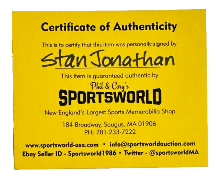 Stan Jonathan Autographed Boston Bruins 100th Anniversary Puck NHL