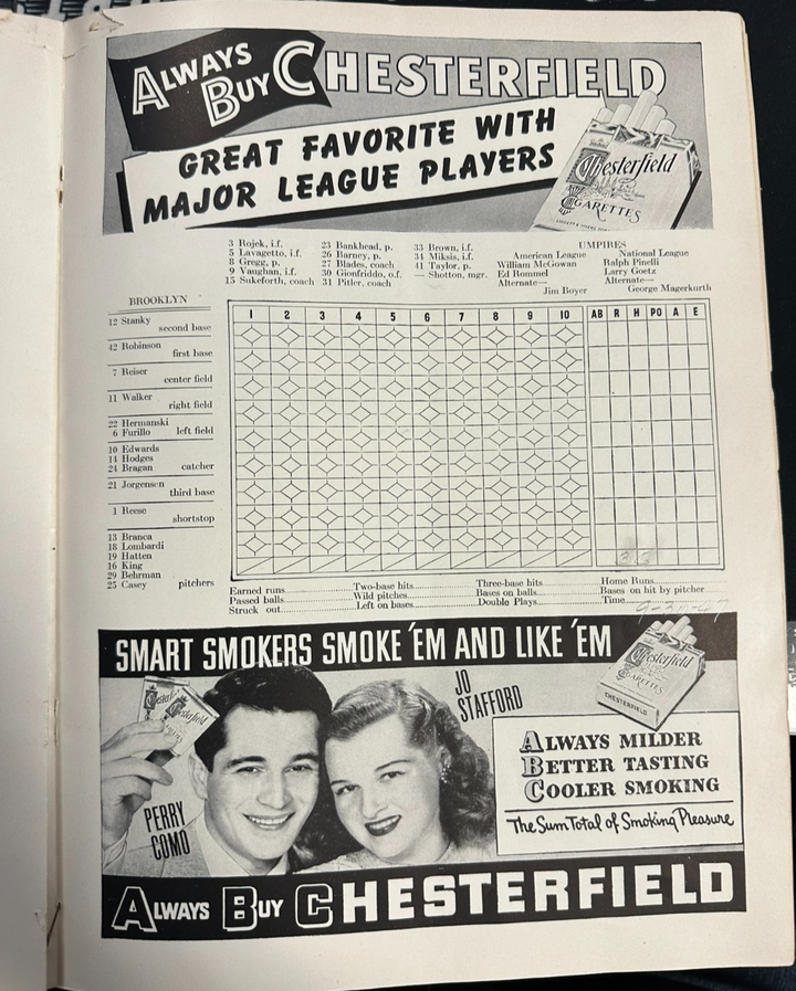 1947 New York Yankees & Brooklyn Dodgers Program Jackie Robinson