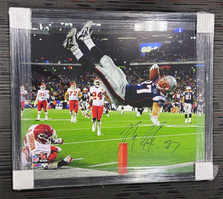 Rob Gronkowski Framed Signed 38x33 Photo Beckett LOA New England Patriots