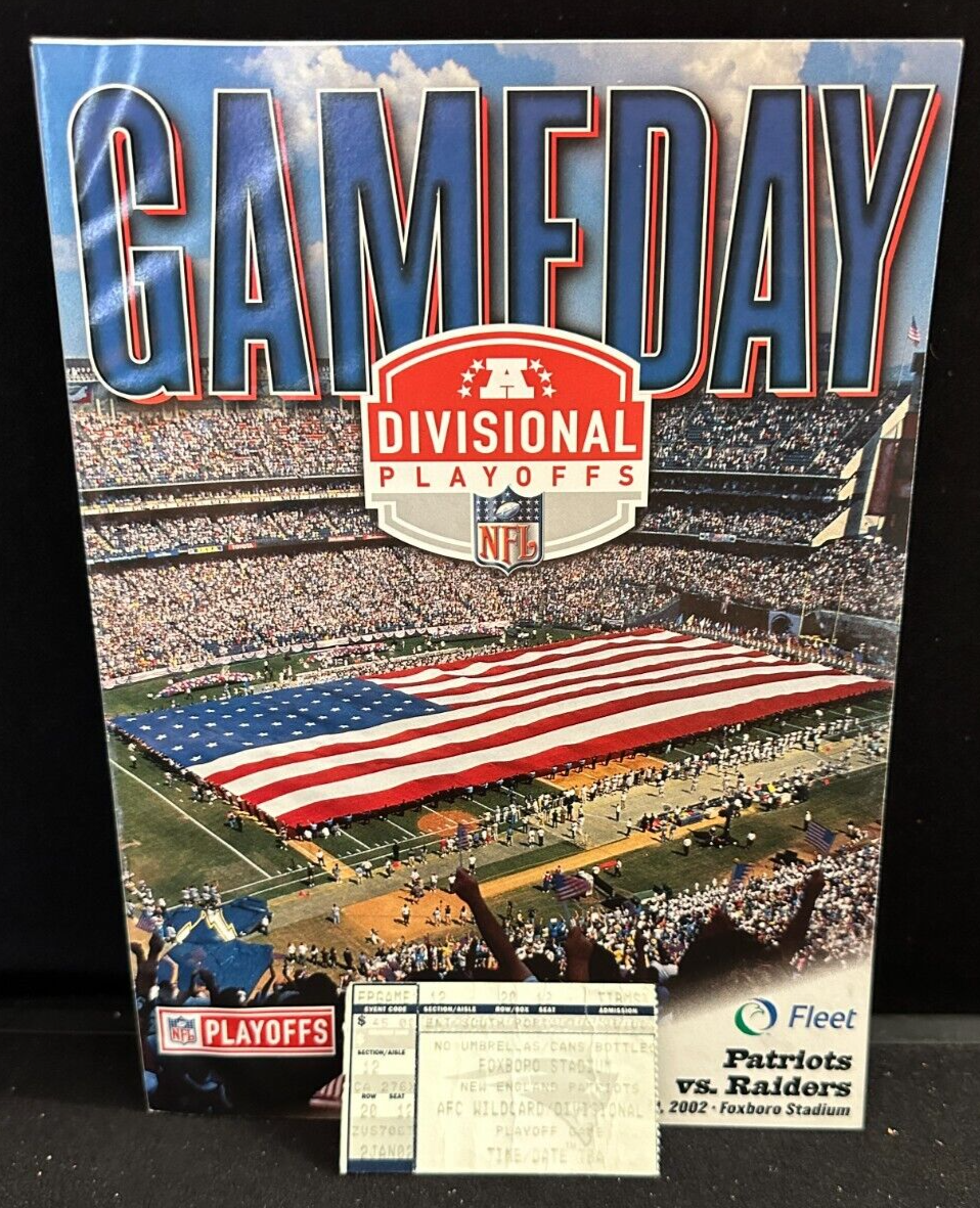 New England Patriots Oakland Raiders Snow Program Ticket Stub Tuck Rule 1/19/02