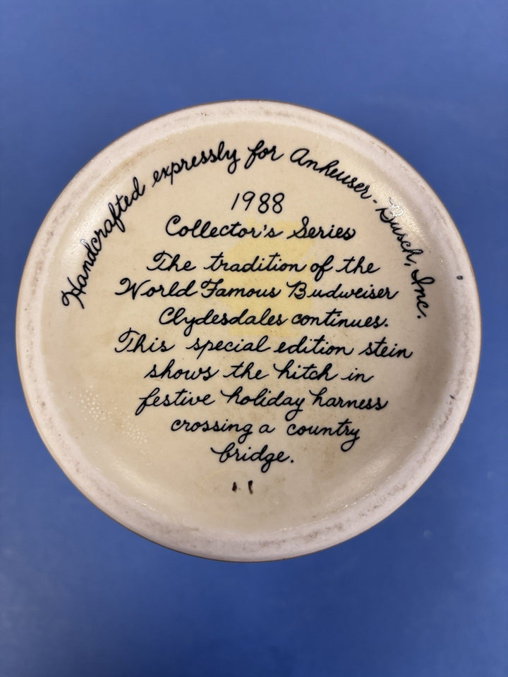 1988 Budweiser Holiday Christmas Stein Mug Collector Series