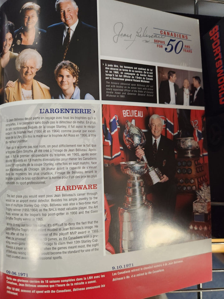 Jean Beliveau Signed 50 Year Tribute Program Montreal Canadiens HOF Beckett COA
