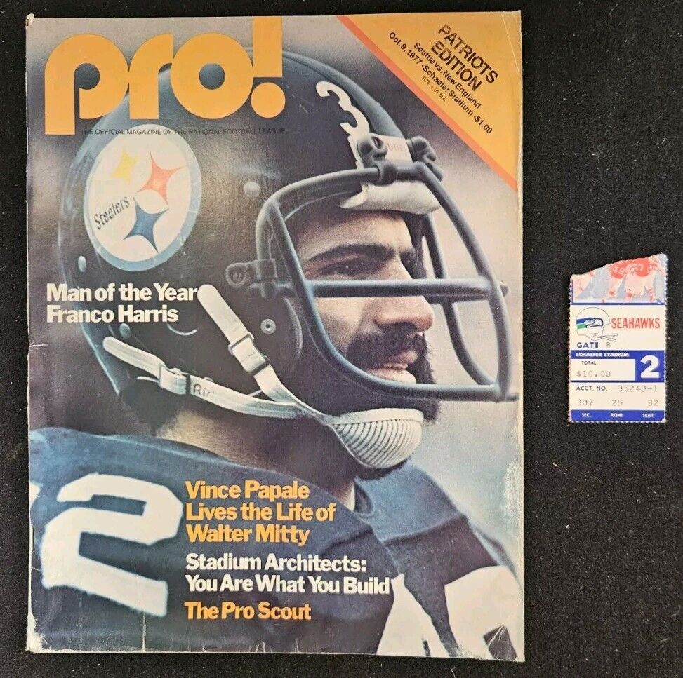 10/9/77 Patriots vs. Seahawks Game Program & Ticket Stub