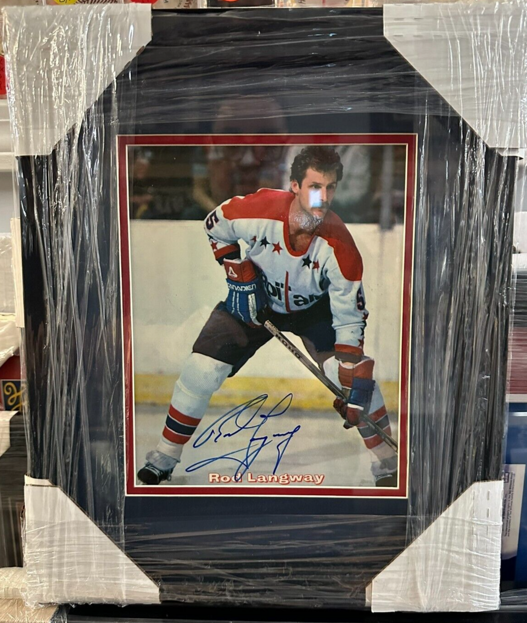 Rod Langway Autographed 8x10 Photo Framed Washington Capitals HOF