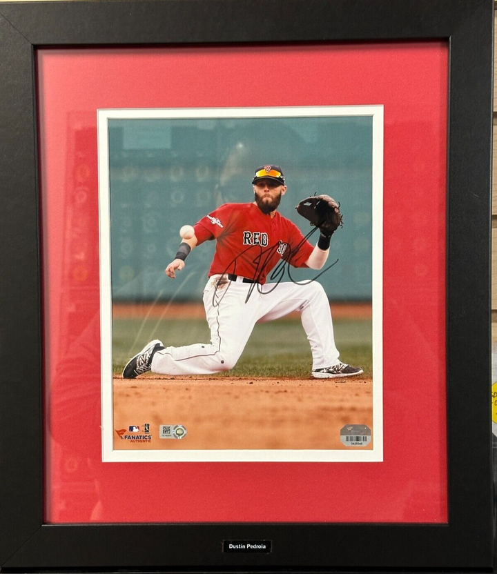 Dustin Pedroia Autographed 8x10 Photo Boston Red Sox Framed Fanatics