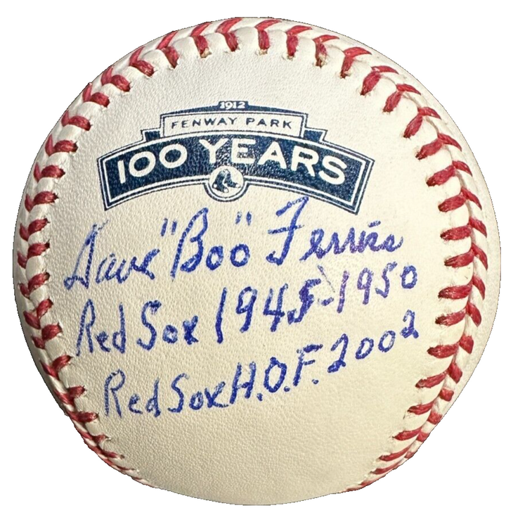 Dave Boo Ferriss Signed Fenway Park 100th Anniversary Ball W/ Red Sox HOF