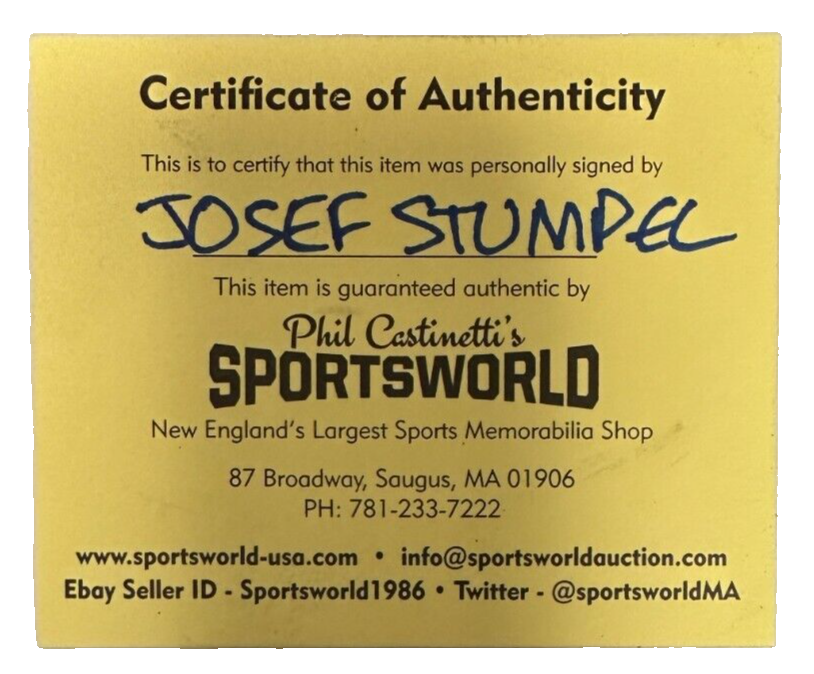 Josef Stumpel  Autographed Boston Bruins Hockey Puck NHL