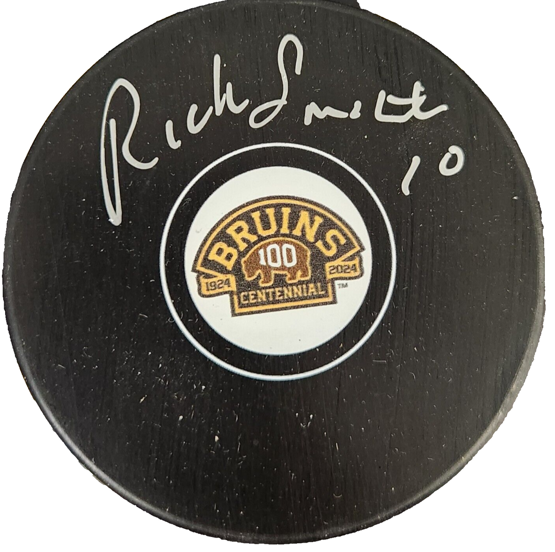 Rick Smith Autographed Boston Bruins 100th Anniversary Puck COA