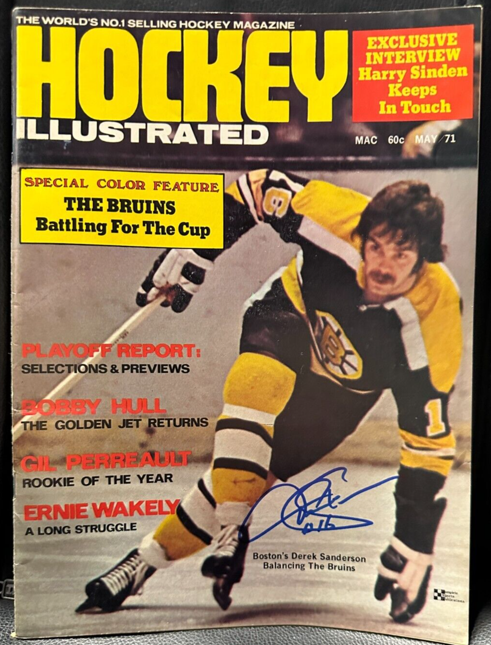 Derek Sanderson Autographed May 1971 Hockey Illustrated Magazine Bruins