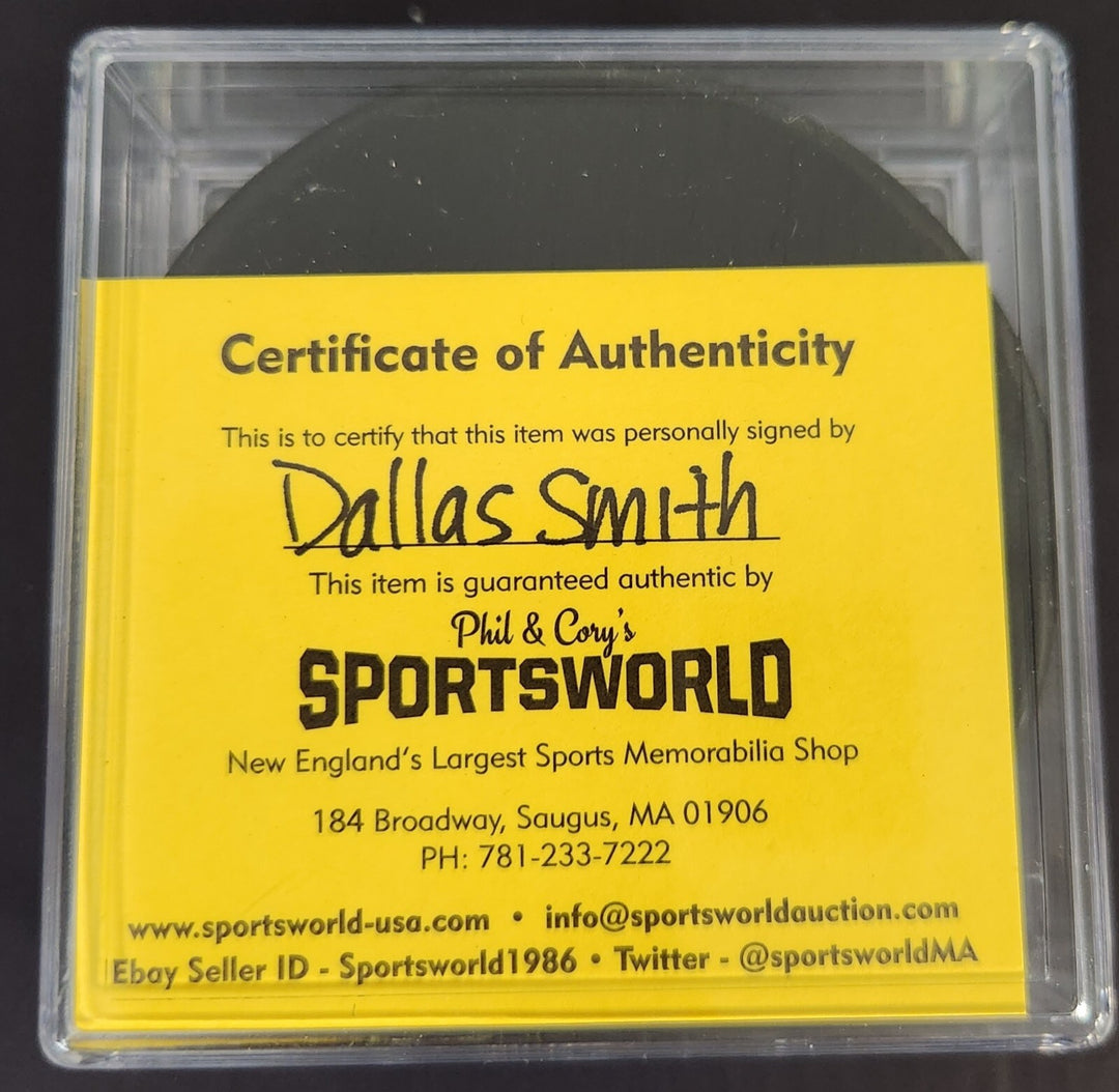Dallas Smith Signed 100th Year Boston Bruins Hockey Puck COA