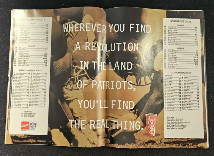 12/6/92 Colts vs. Patriots Game Program & Ticket Stub