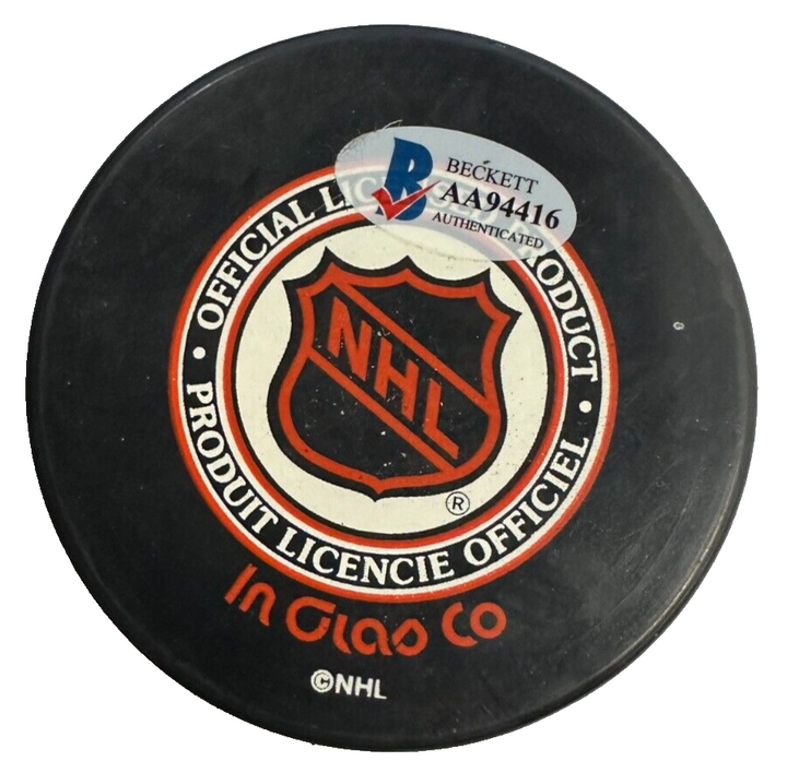 Dwight Foster Autographed Detroit Red Wings Hockey Puck NHL BAS