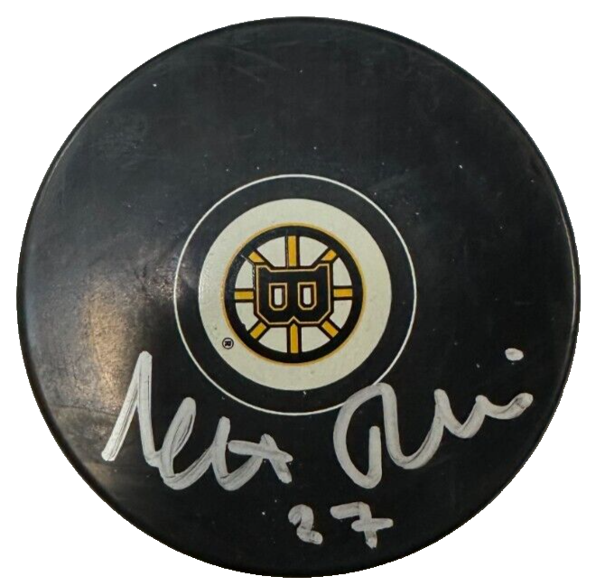 Mats Thelin Autographed Boston Bruins Hockey Puck NHL