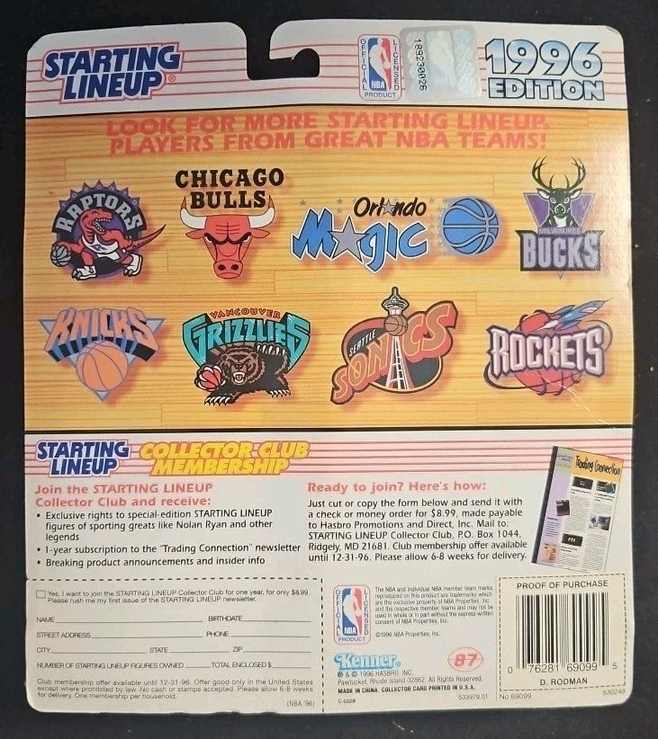 Dennis Rodman Orange Hair 1996 Kenner Starting Lineup Chicago Bulls