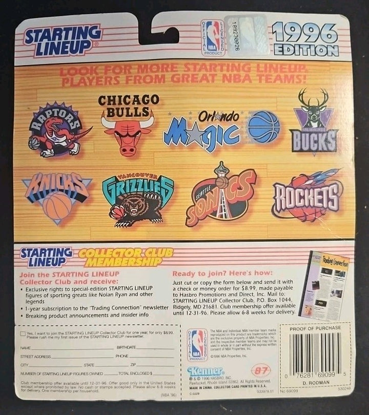 Dennis Rodman Orange Hair 1996 Kenner Starting Lineup Chicago Bulls