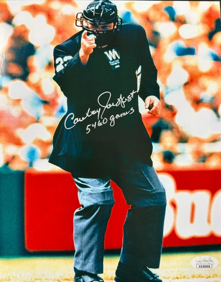 Cowboy Joe West Autographed 8x10 Photo MLB Umpire W/ 5460 Games Insc