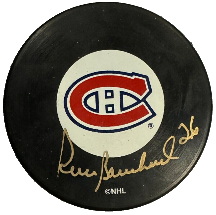 Pierre Bouchard Autographed Montreal Canadiens Hockey Puck