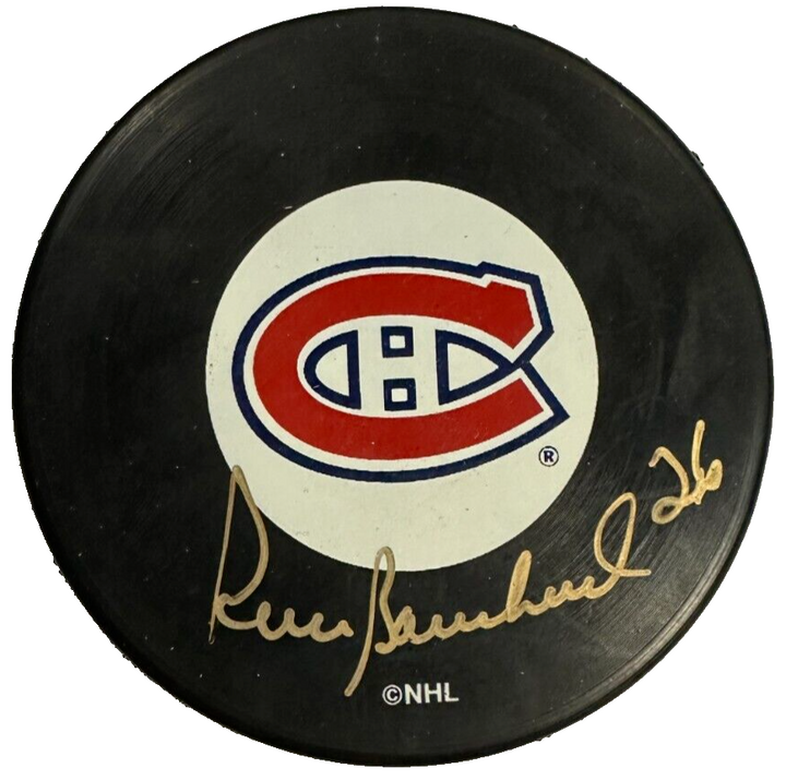 Pierre Bouchard Autographed Montreal Canadiens Hockey Puck
