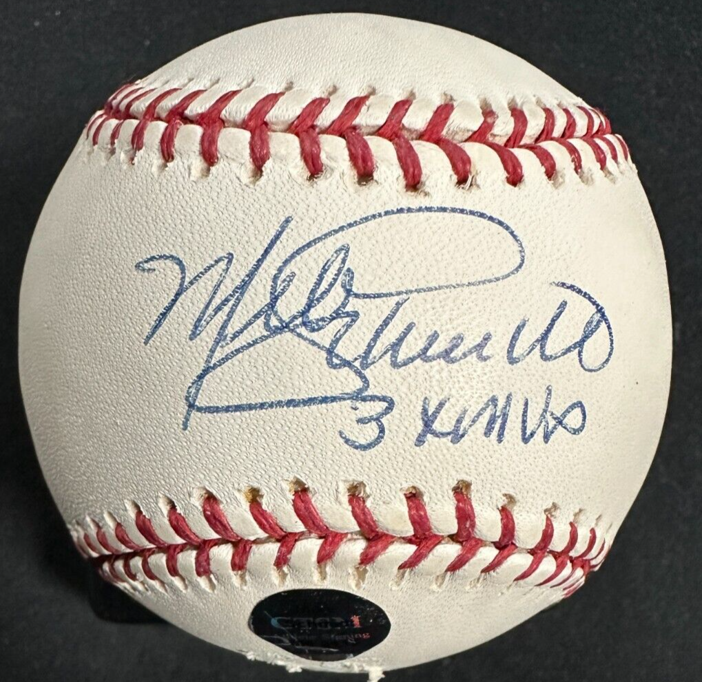 Mike Schmidt Autographed Major League Baseball W/ 3x MVP Inscription H ...