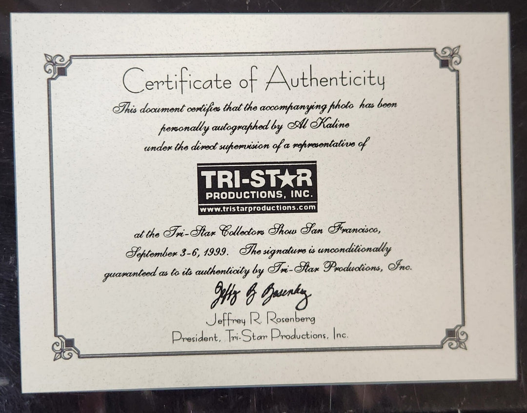 Al Kaline Signed Inscribed 8x10 Photo Detroit Tigers HOF Tristar COA