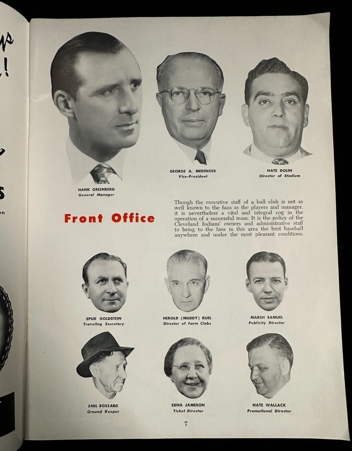 Vintage 1951 Cleveland Indians Baseball Yearbook Feller Lemon Rosen Doby