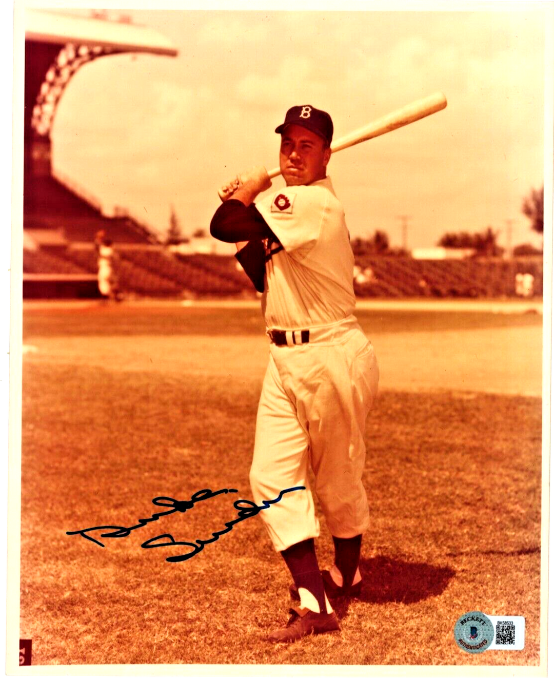 Duke Snider Autographed Brooklyn Dodgers 8x10 Photo HOF BAS
