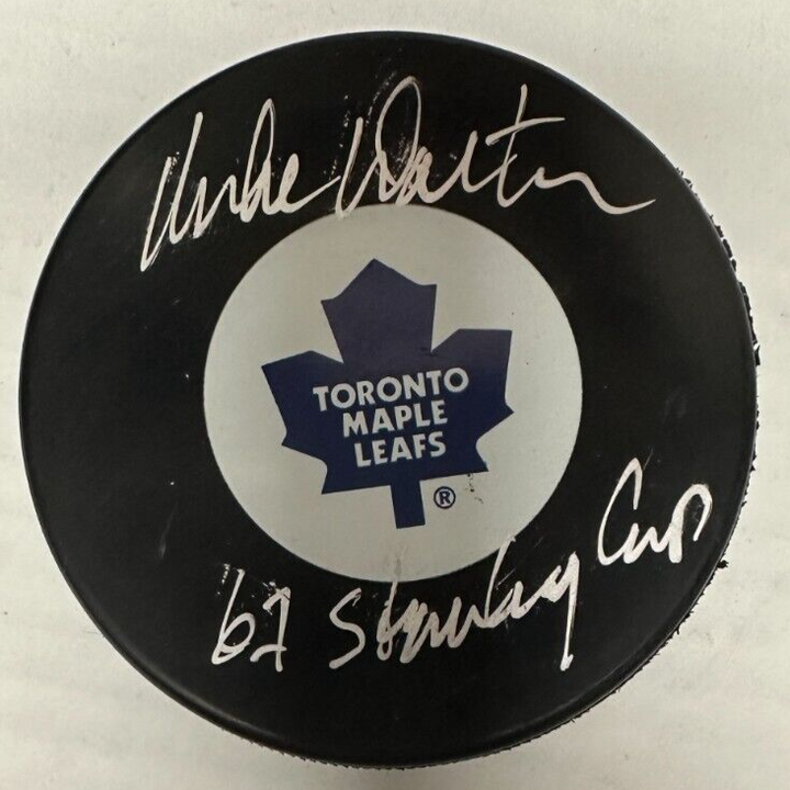 Mike Walton Autographed Toronto Maple Lea Hockey Puck W/ 67 Stanley Cup BAS