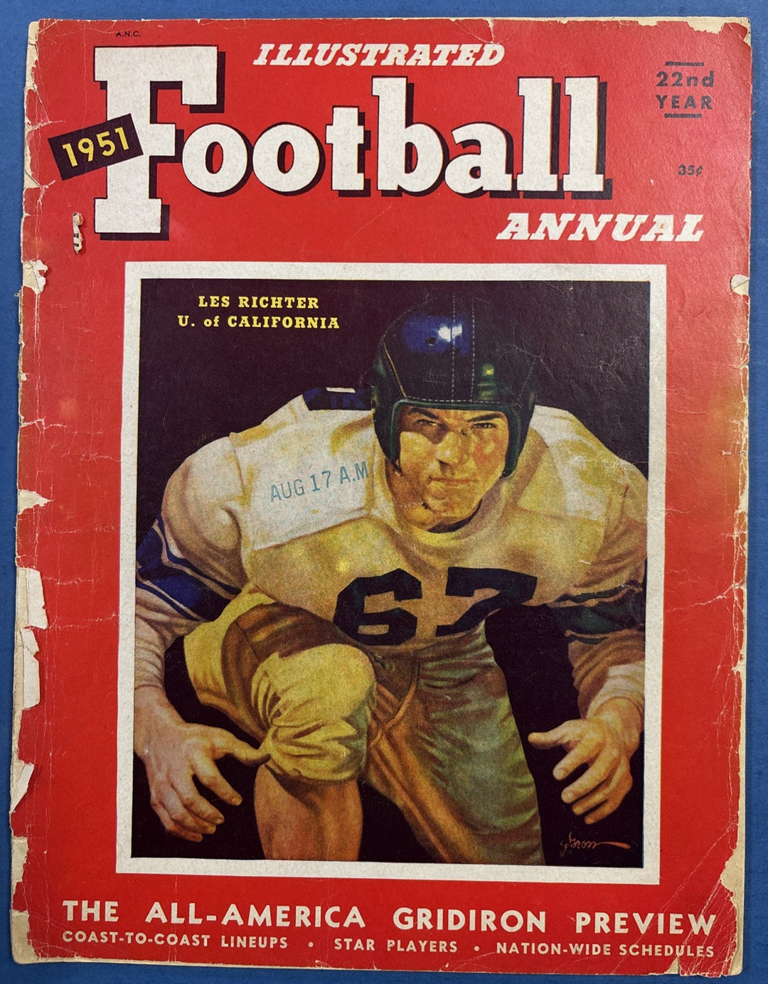 1951 ILLUSTRATED FOOTBALL ANNUAL Les Richter / Univ California Vintage