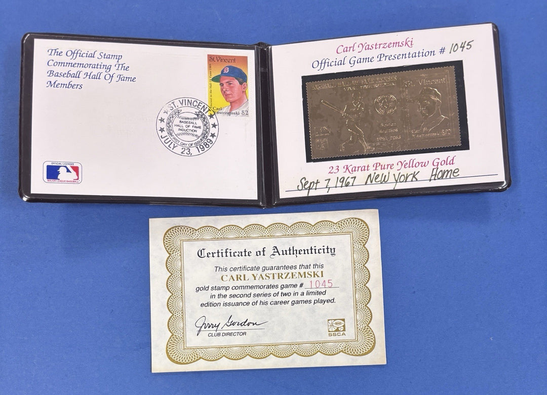 Carl Yastrzemski Hall of Fame Baseball Legends 23 Karat Pure Yellow Gold Stamp