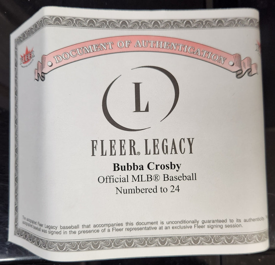 2004 Fleer Legacy Bubba Crosby Signed Major League Baseball #7/24 Yankees COA