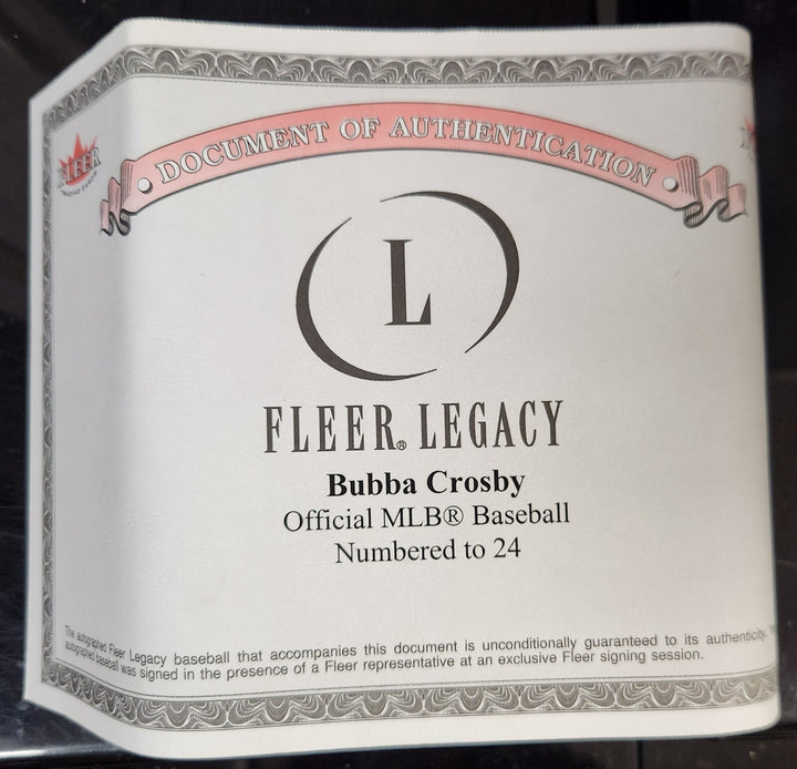 2004 Fleer Legacy Bubba Crosby Signed Major League Baseball #7/24 Yankees COA