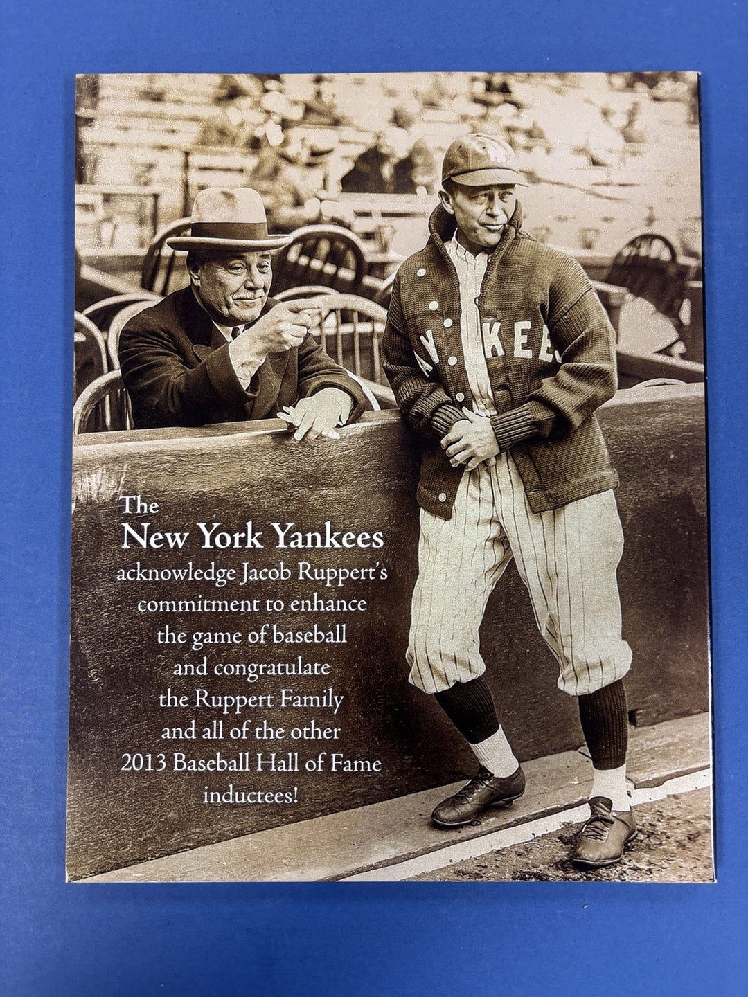 2013 MLB Hall Of Fame Program Deacon White Hank O’Day Jacob Ruppert