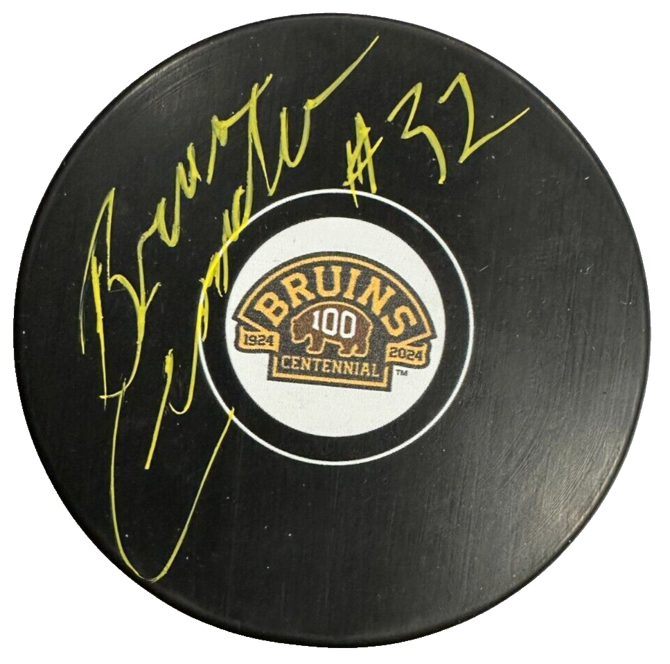 Bruce Crowder Autographed Boston Bruins 100th Anniversary Puck NHL