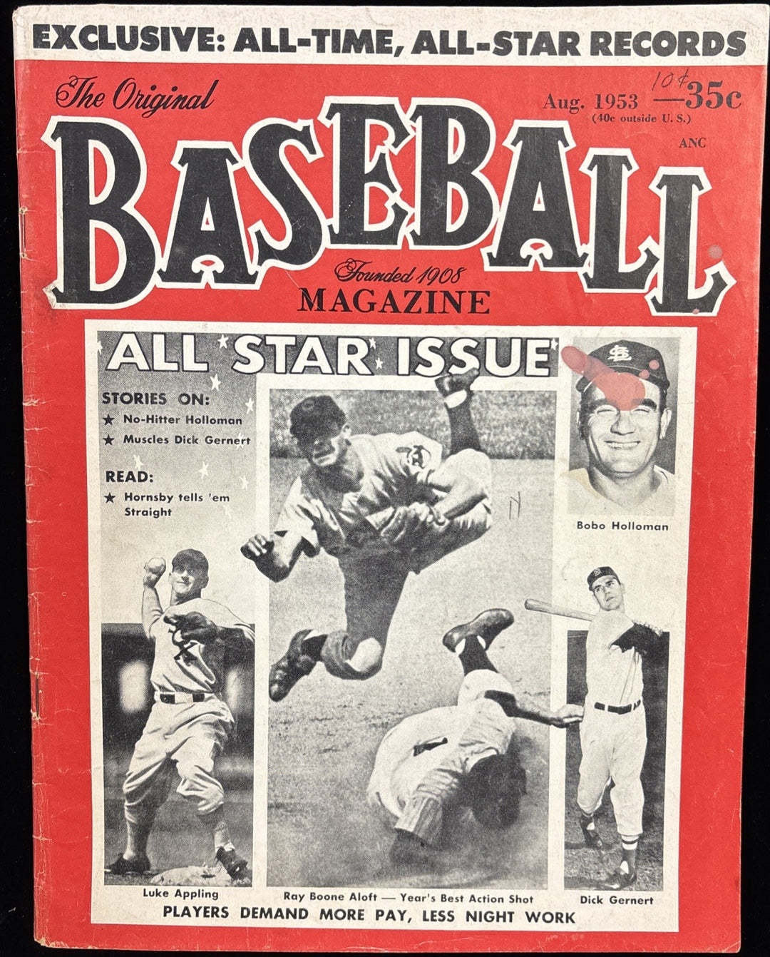August 1953 Baseball Magazine All Star Issue Luke Appling / Ray Boone