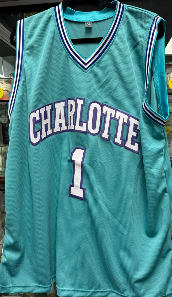 Muggsy Bouges Autographed Charlotte Hornets Custom Jersey NBA