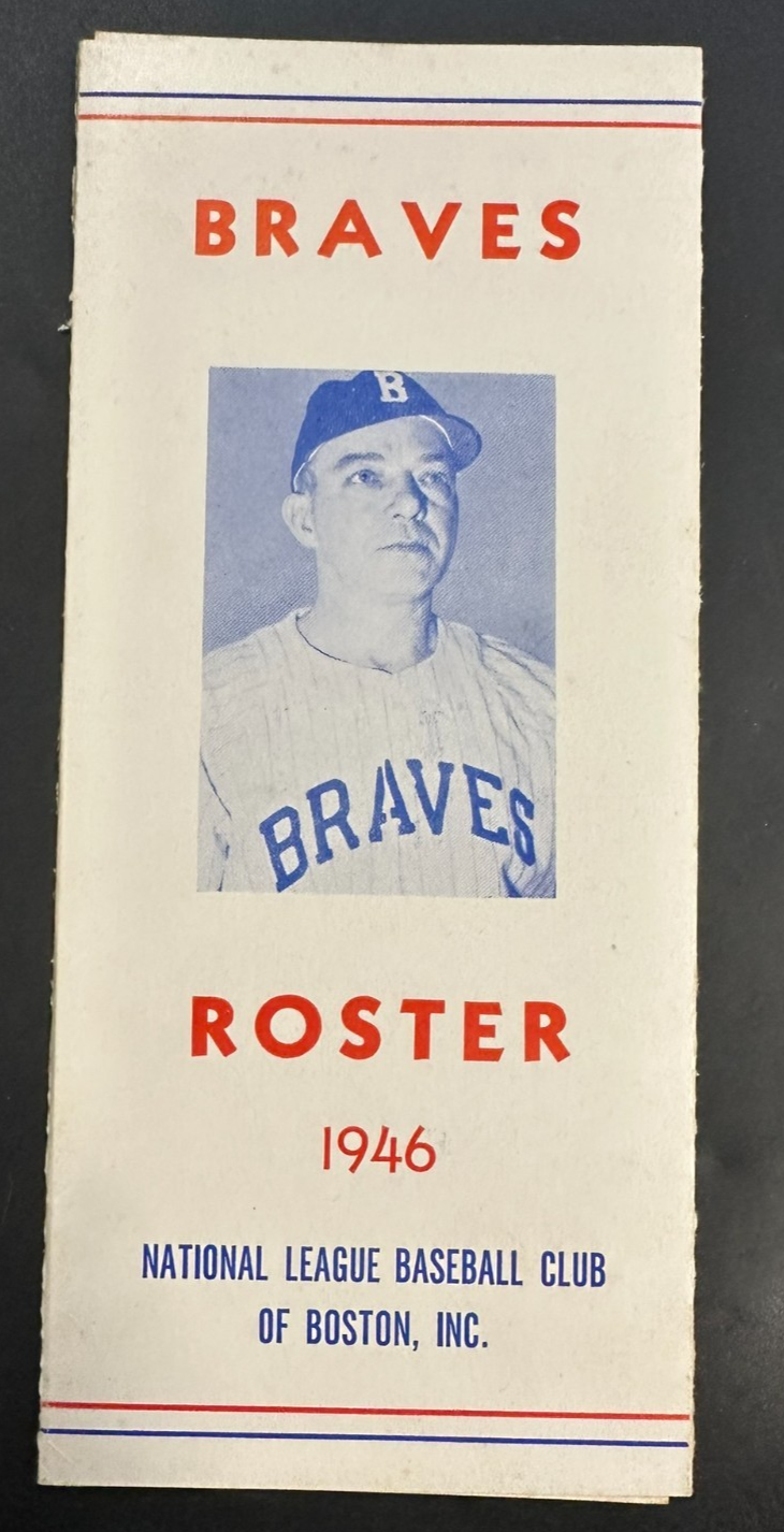 Vintage 1946 Boston Braves Spring Training Roster & Schedule Sain Holmes Hopp